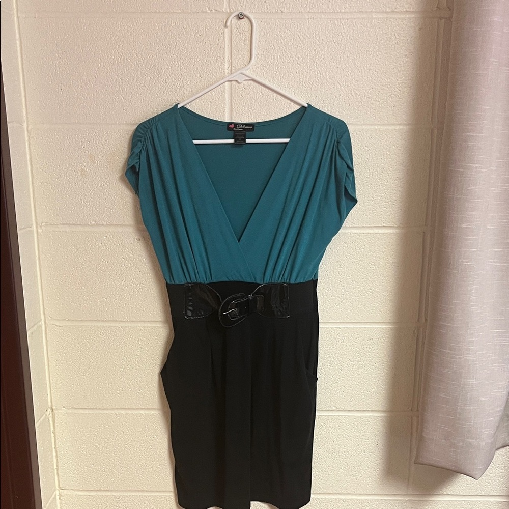 Delirious Mini Dress Teal and Black M
